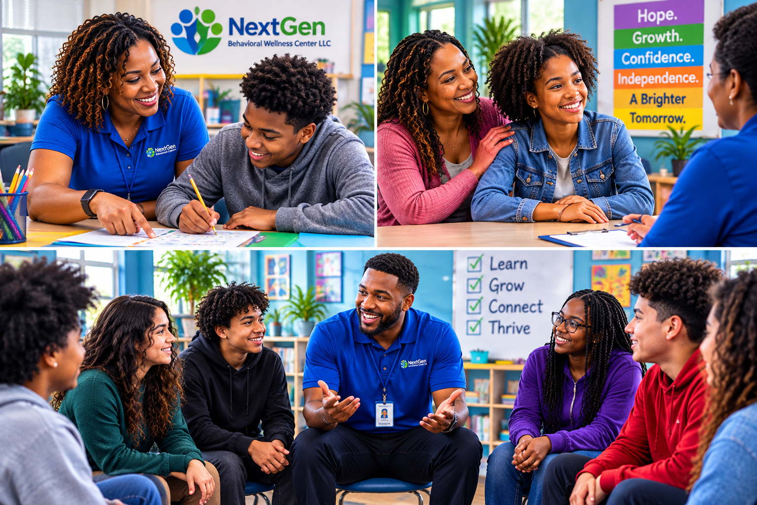 Parent and teen together with NextGen team members